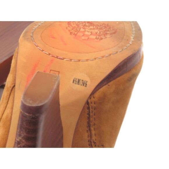 Vince Camuto Jadon Brown Leather Fringe Slingback Sandal Block Heel Women 6.5 - Picture 8 of 10